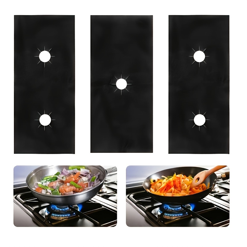 

3-piece Set Gas Stove Burner Covers, High-temperature & Dirt Resistant, Non-stick, Reusable, Easy Clean Washable Mats, Fabric, Kitchen Protective Gear For Keeping Stoves Clean