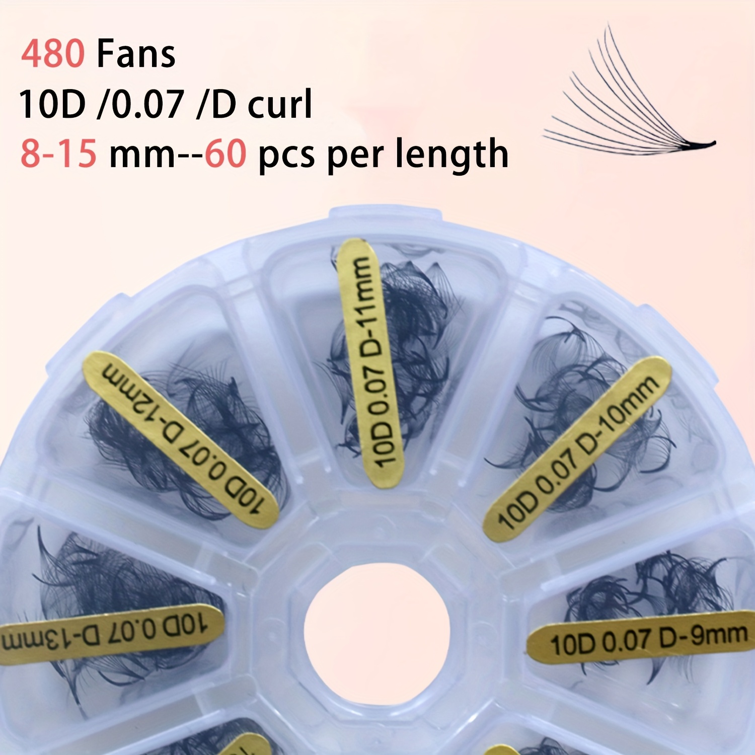 Sack Of 10d/15d/20d Individual Lashes, Pre Made Fans Lash, 0.07mm Thickness, D , 8-15mm Length, 480pcs Soft And Lightweight False Eyelashes - Suitable For Beginners