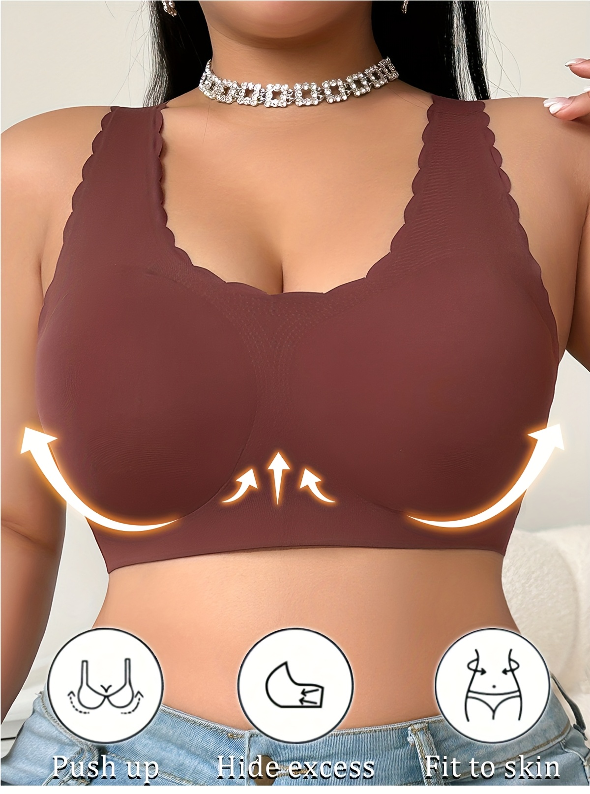 Plus size traceless push up and anti-sagging wireless bra anti-slip bra women breast holding comfortable breathable top Truss chest pad beauty back Vest Women
