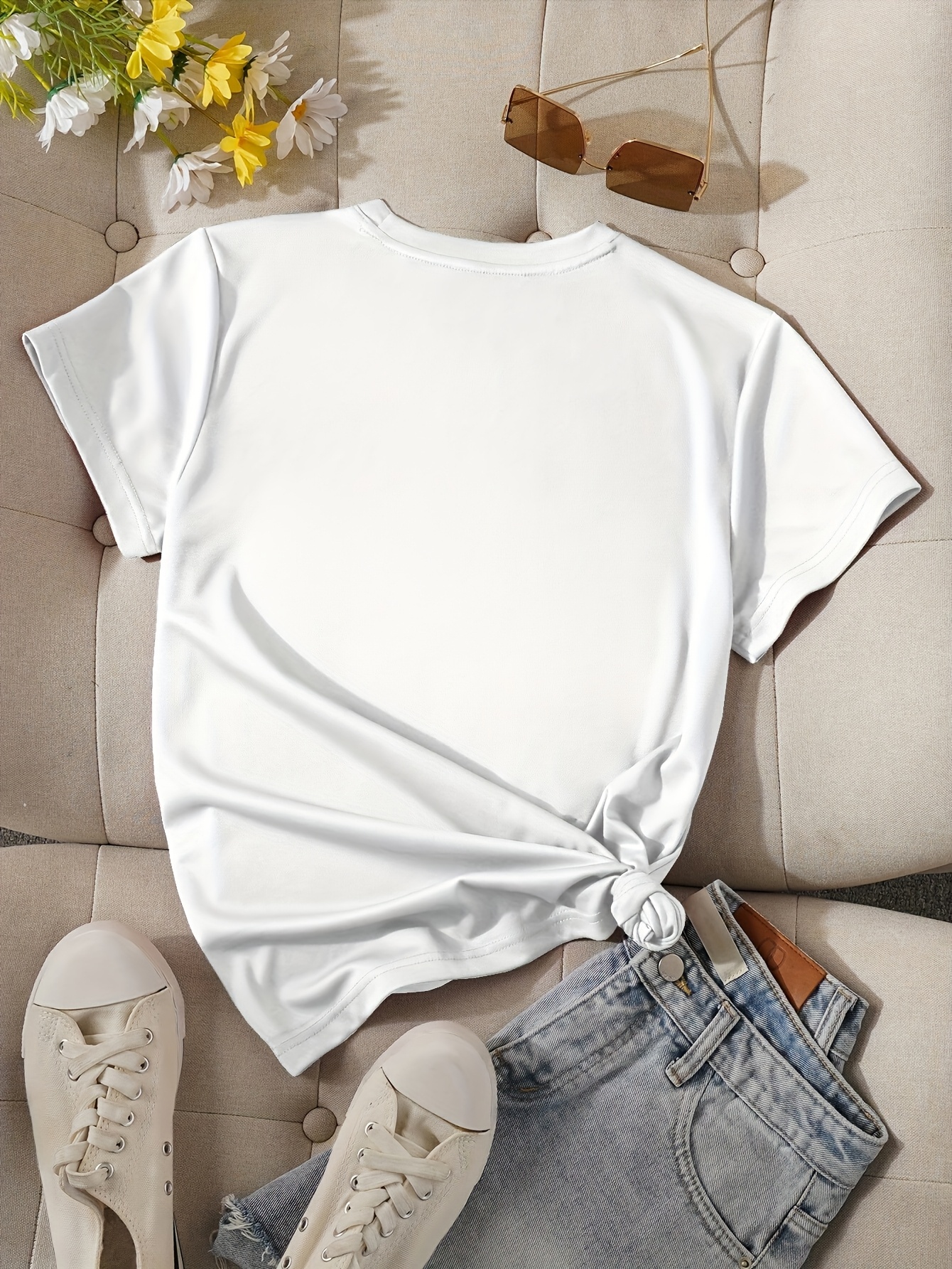 Women'S Heart Print T-Shirt - Soft & Comfortable Casual Crew Neck Short Sleeve Top, Perfect for Spring and Summer, Mother'S Day Gift, Everyday Comfort | Playful Design | Soft Fabric