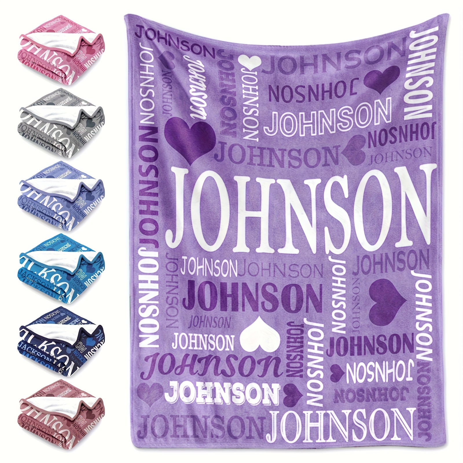 

1pc Personalized Name Printed Flannel Throw Blanket, Contemporary Style, Machine Washable, Knitted Polyester, Multipurpose For Home Decor, Office, Nap, Gift For , Family, Friends