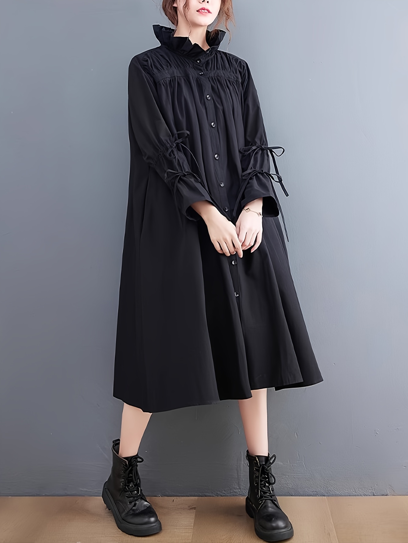 casual solid color a line dress coat women polyester 100 - Temu South Africa