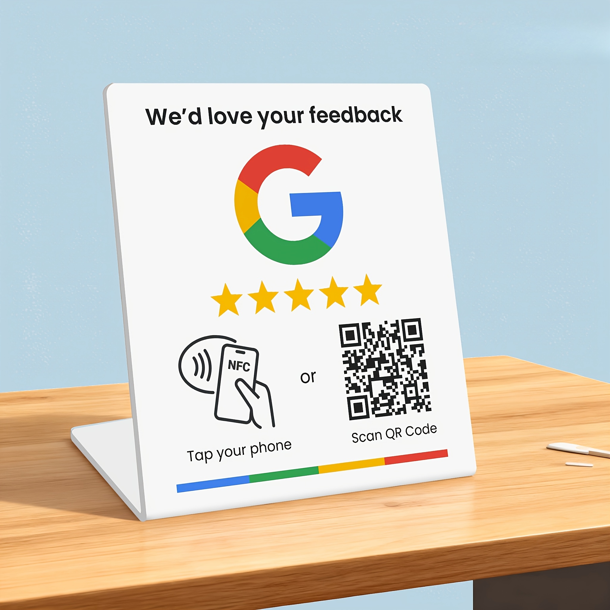 TEMU Espositore per , supporta il riconoscimento NFC con un solo tocco e il codice QR , facile configurazione e gestione dei di recensione senza app,