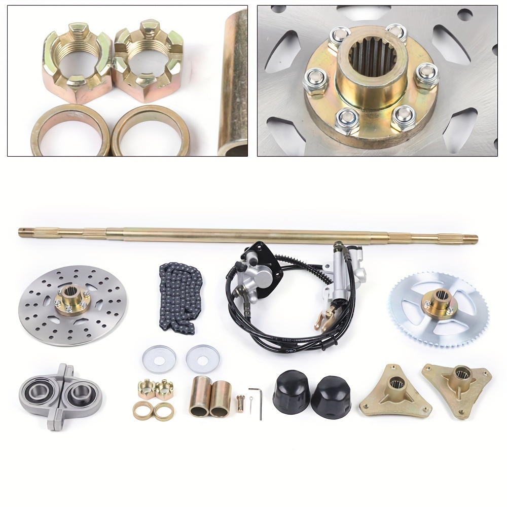 

Rear Axle Kit 29in/740mm Go Kart Rear Axle Kit Brake Assembly, 740mm 29 Inch Go Kart Rear Axle Assembly 740mm Axle Kit With + Chain+ Cylinder And Caliper