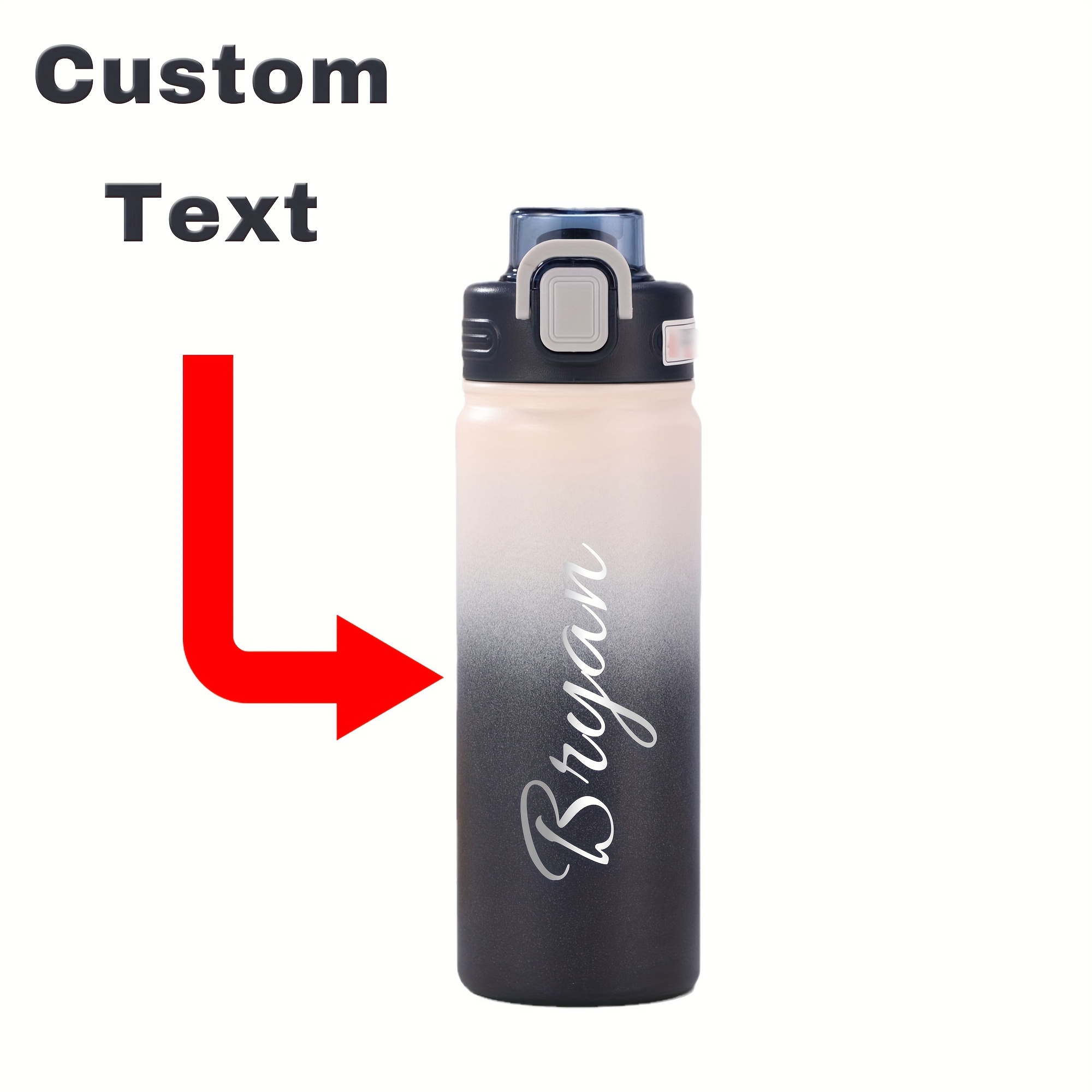 

Customizable Insulated Water Bottle 35 Oz, Laser Engraved Gradient Handle, Stainless Steel, Round Shape, Leak-proof, Bpa-free, For Home, Kitchen, Travel & Outdoor Use