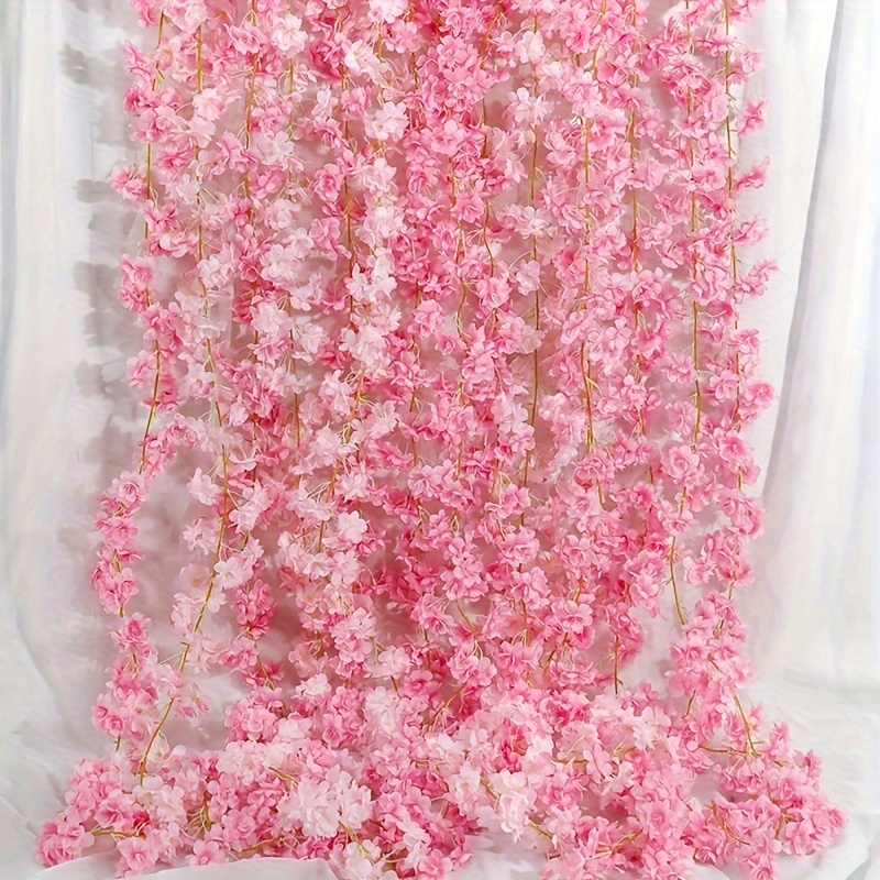 

5.9ft Silk Cherry Garland - Japanese Kawaii Style, Weddings, Home Parties & Christmas Decor, Artificial, Table Decor, Pink Pipe Flowers