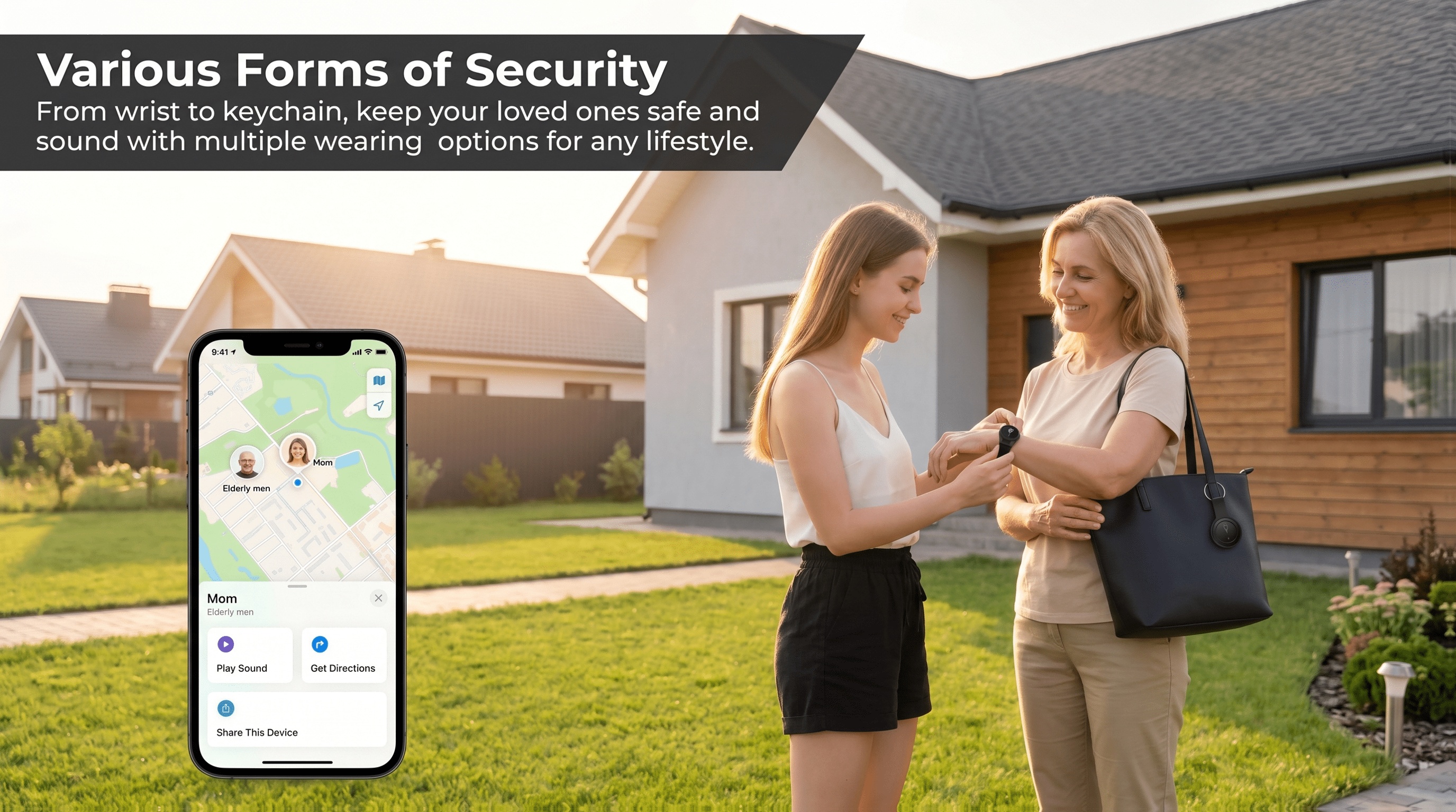 Real-time GPS-trackingapparaat specifiek ontworpen voor senioren - Compatibel met iOS en Android, inclusief draagbare polsband en sleutelhangerhouder, wereldwijde anti-verlies apparaat, geen maandelijkse kosten of SIM-kaart vereist, geschikt voor senioren en andere items.