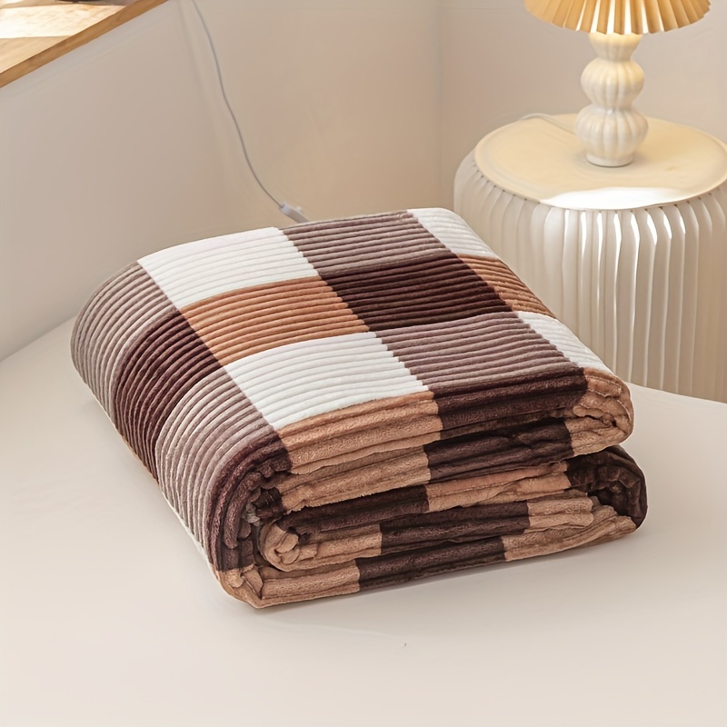 a magical fluffy striped blanket with printed   made of fleece   the office or a nap details 6