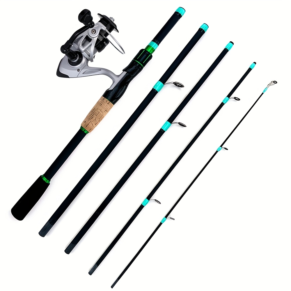 [Ultra-Light Fishing Rod] GHOTDA Ultra-Light Carbon Fiber Spinning Fishing Rod | 180/210, Travel-Friendly, ML Action, Telescopic EVA Handle, Blue & Black Design with Cork Grip - Perfect for Baitcasting, Squid, Octopus, and Boat Fishing