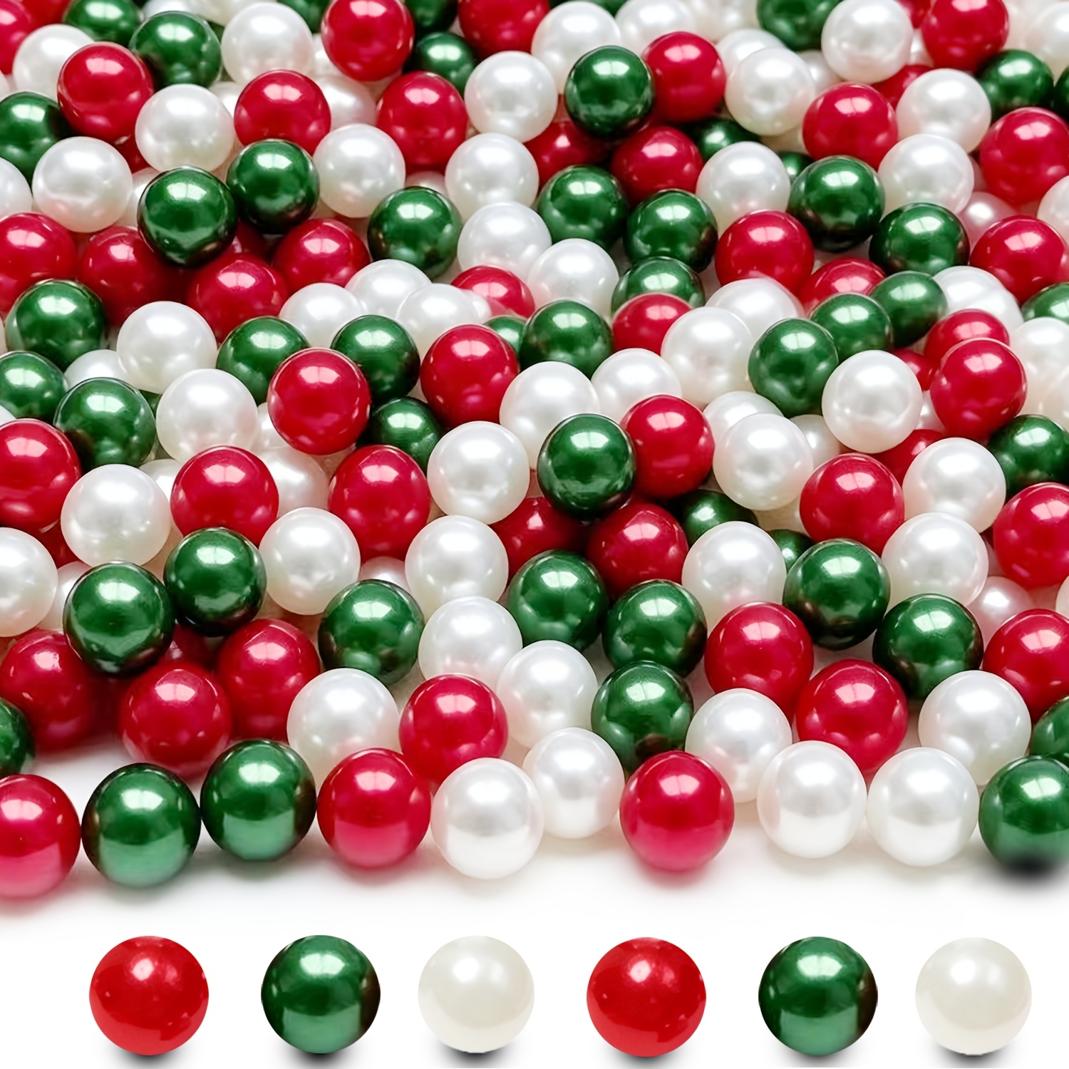 TEMU 267 Christmas Vase Filler Artificial Pearls, Red Green White Beads Suitable For Christmas, Weddings, Table Scatters, Weddings, Parties, Diy