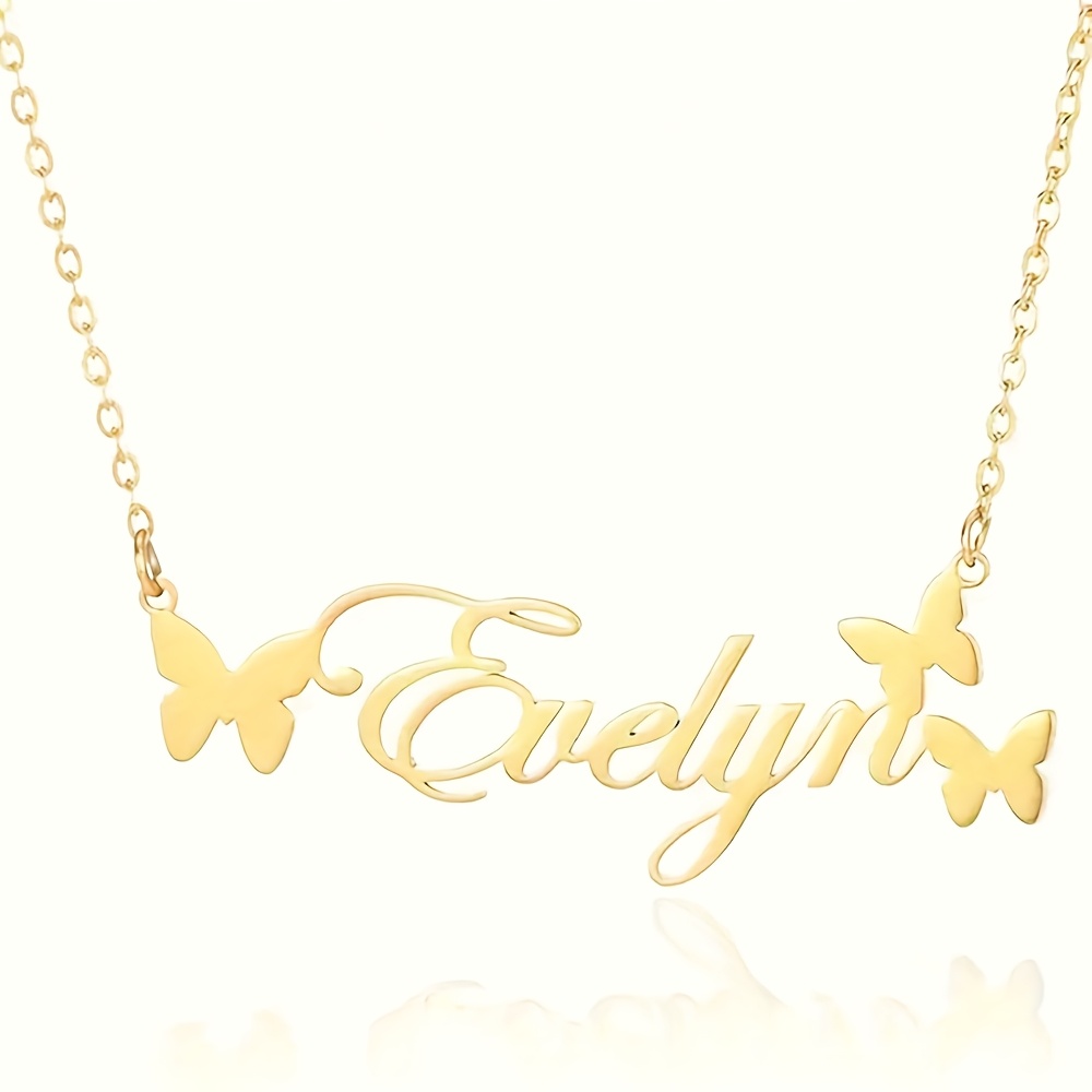 Exquisite Butterfly Name Pendant Necklace, Customizable Gift for Her