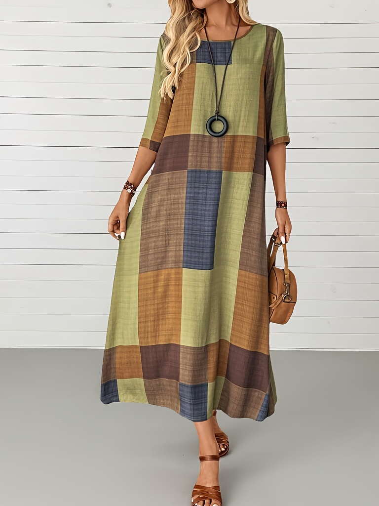womens dresses vintage inspired geometric maxi dress - Temu Ireland