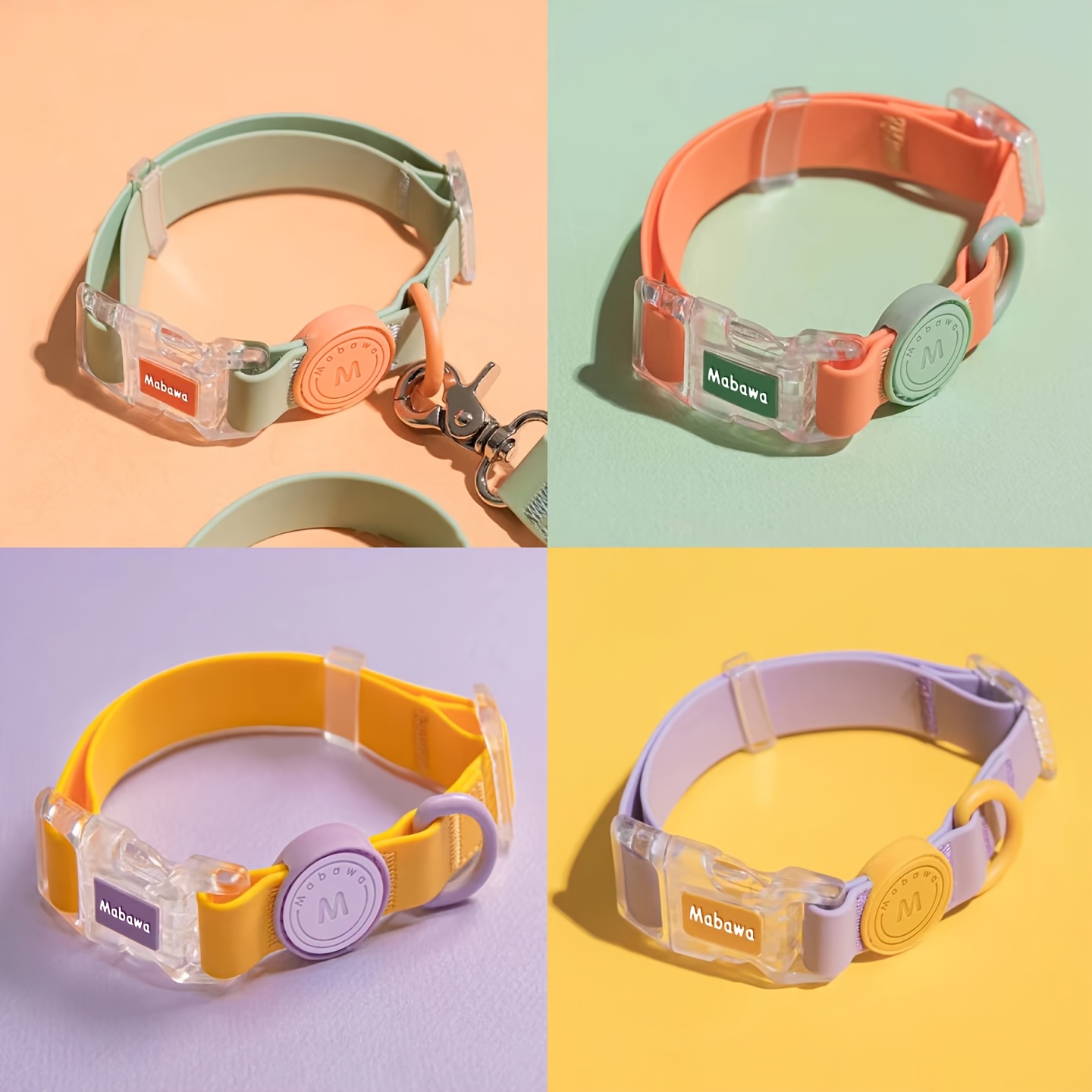 Adjustable Dog Collar with Matching Leash, Durable Quick-Release Buckle