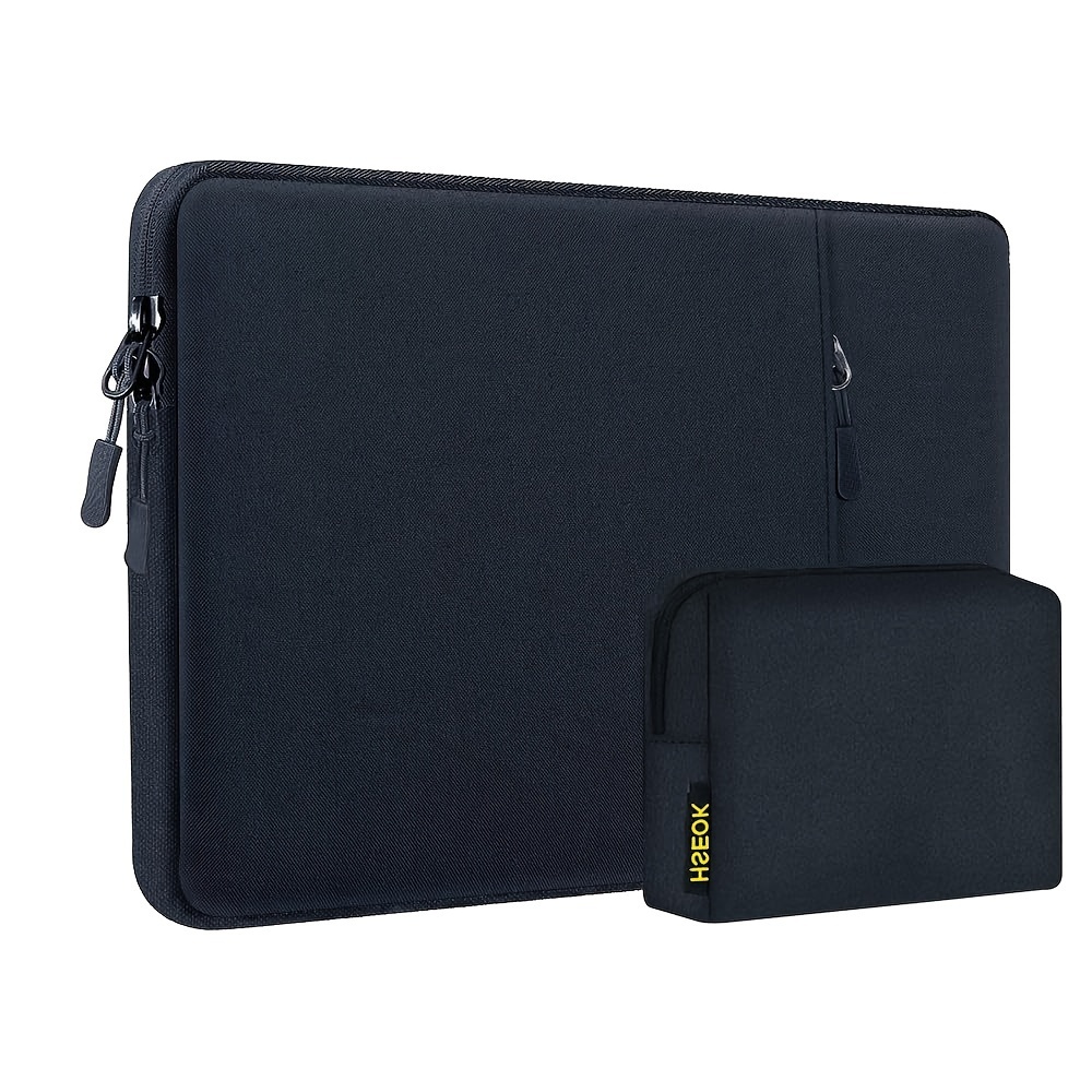 

15-16 Inch Solid Polyester Laptop Sleeve With Accessory Pouch, Protective Cover For 15-16 Inch Devices, Black