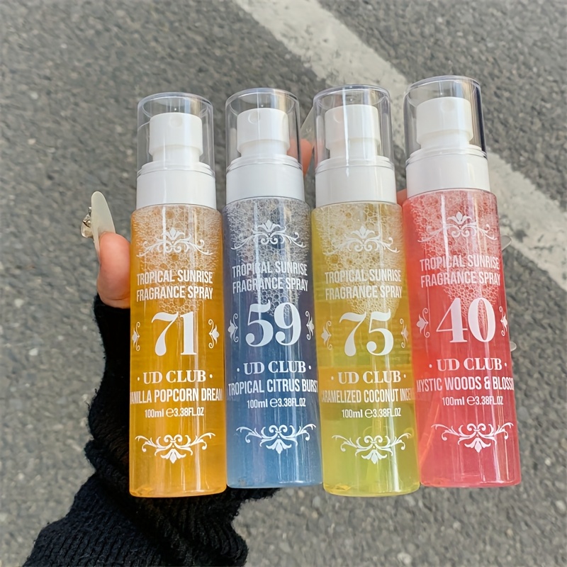 Fruity Gilded Fragrance Hair Spray/Perfume, 24-Hour Long-Lasting Scent, Fine Mist in Caramel Popcorn Flavor / Vanilla Aroma / Coconut Essence / Jasmine Blossom Perfume / Citrus Note - Elegant and Alluring Scents to Enhance Personal Charm. Can Be Sprayed on Hair or Clothing; Unisex for Dates, Music Festivals, Parties, Daily Wear & Travel – Ideal as a Thoughtful Present