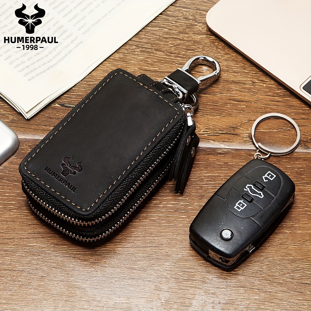 genuine leather key case for men top layer cowhide double
