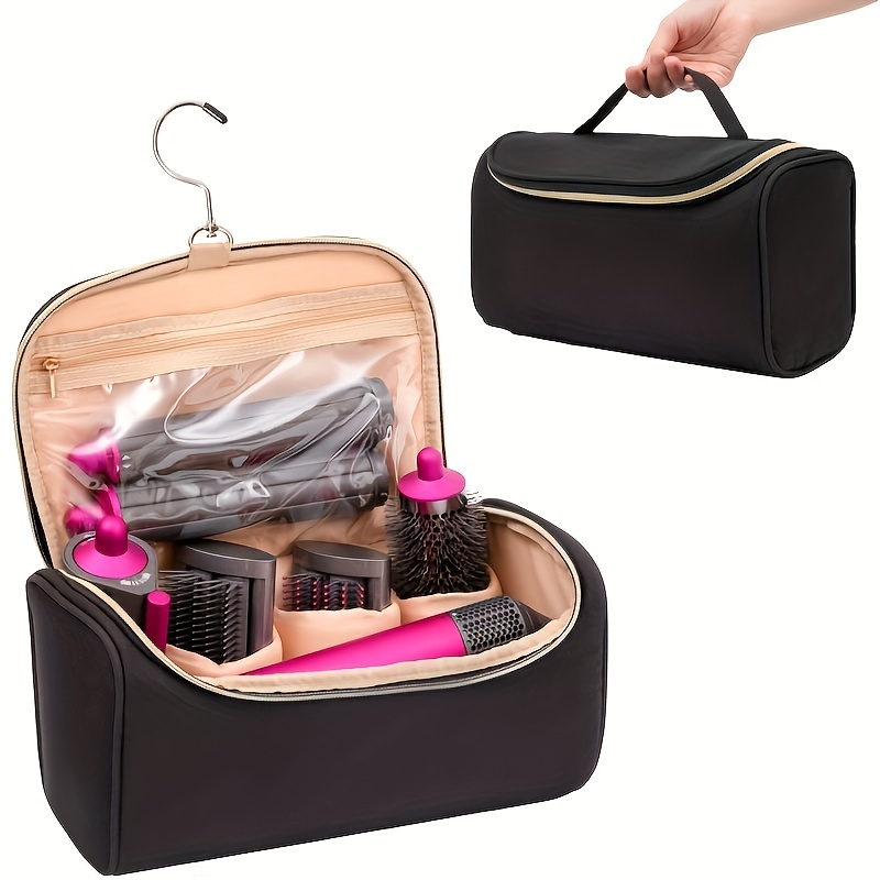

1pc Lightweight Travel Case With Hanging Hook And Side Pockets For Complete Styler And Attachments - Portable Storage Bag For Hair Curler Accessories
