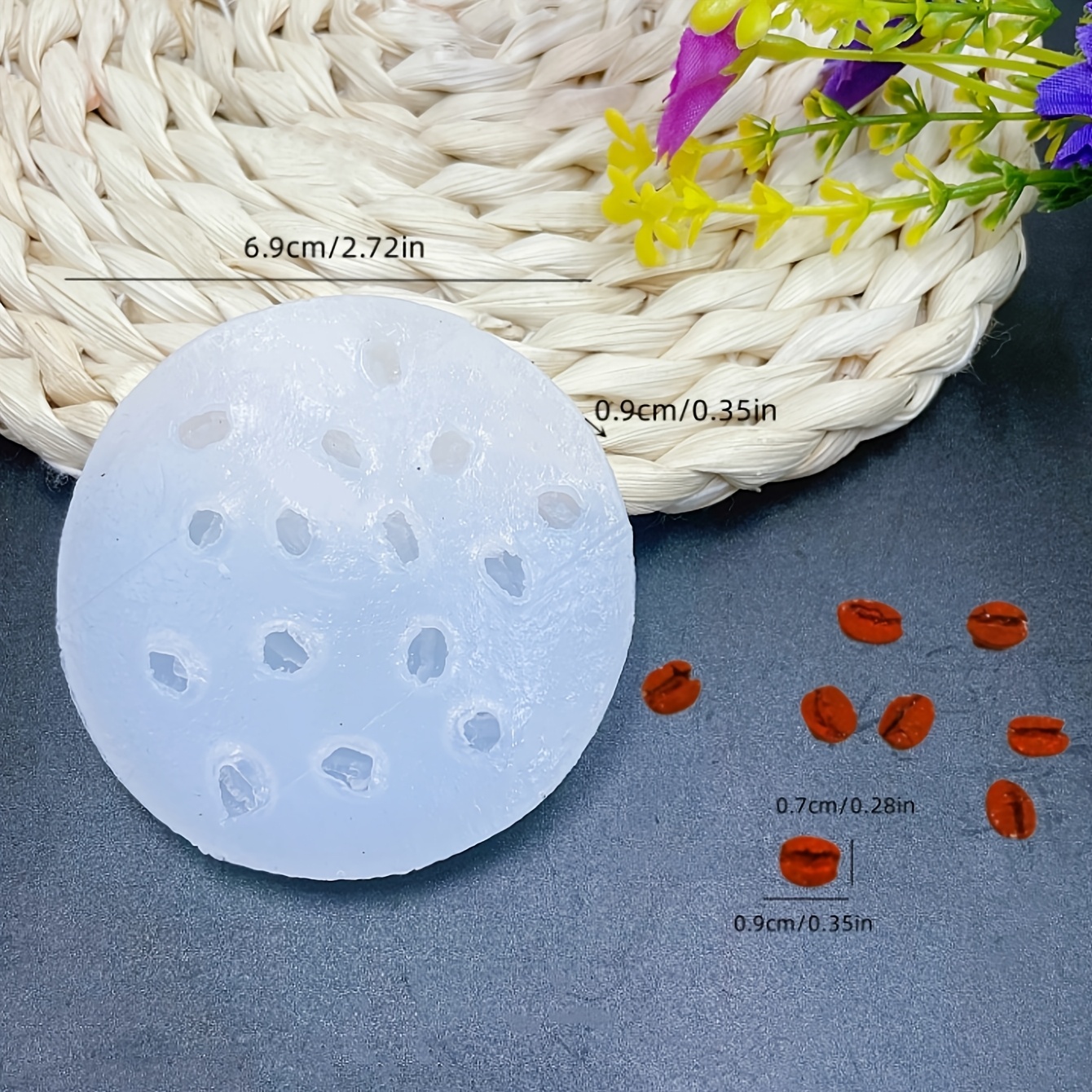 TEMU 1pc Coffee Bean Silicone Mold, Multi-piece 3d Scented Candle Gypsum Drop-casting Handmade Mold Ornament