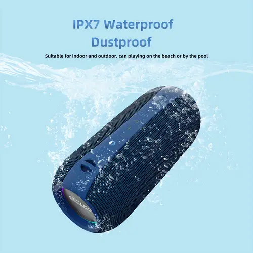 wireless speaker 40w portable outdoor speaker loud 2 eq 360 party shower speaker connect with mobile phone tablet tv with type c charging cable and aux cable blue
