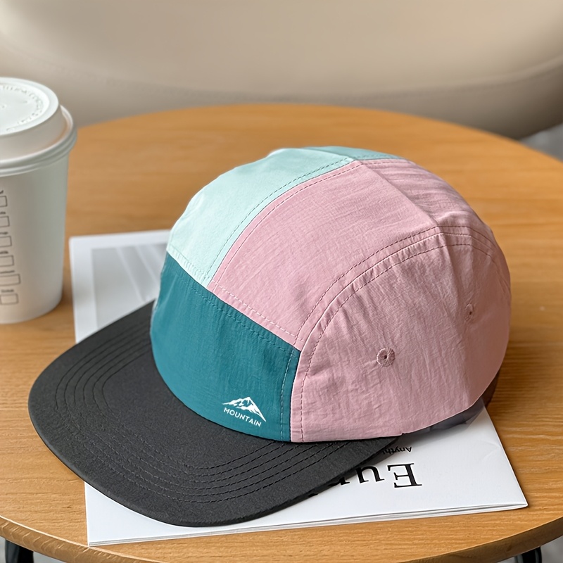 E-shop 1 Stück Damen Baseballcap mit Farbblock-Design Berg-Logo, verstellbarer Riemen, lässiger Stil für Frühling Sommer, geeignet für den ,