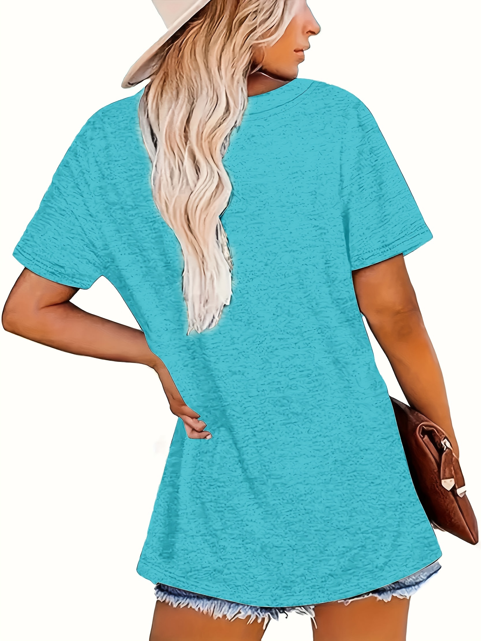 Sunflower Print Short Sleeve T-shirt, Casual Crew Neck Top For Spring & Summer, Women's Clothing