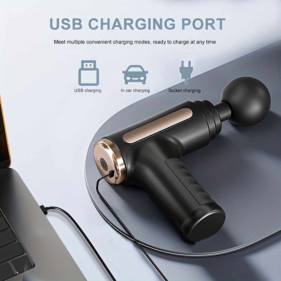 Masseur électrique portatif à 38 vitesses pour tissus profonds, masseur à percussion haute intensité, masseur sportif électrique portable ultra-silencieux avec 4 têtes de remplacement