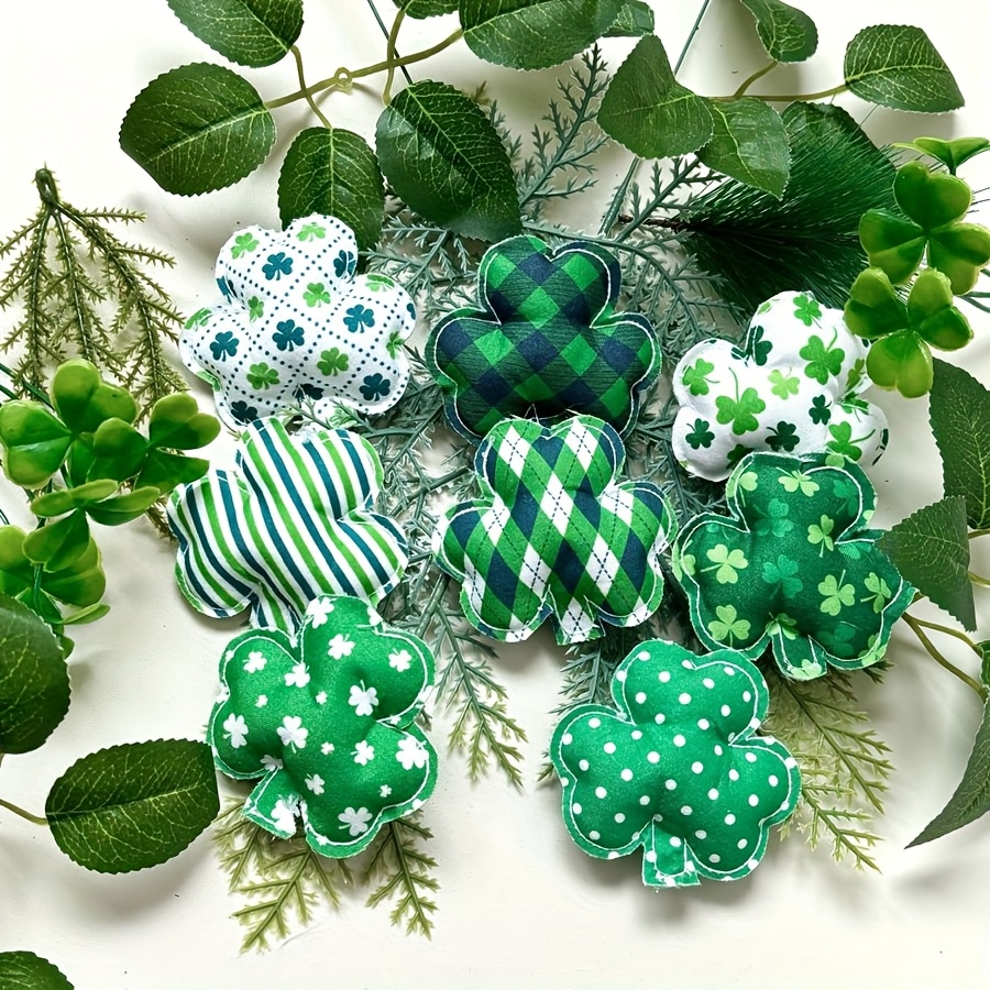 

8pcs 's Day Clover Decorations, 6.5cm Polyester Mini Basket Fillers, Party Home Decor Props, Tabletop Ornaments Without Electricity Or Feathers