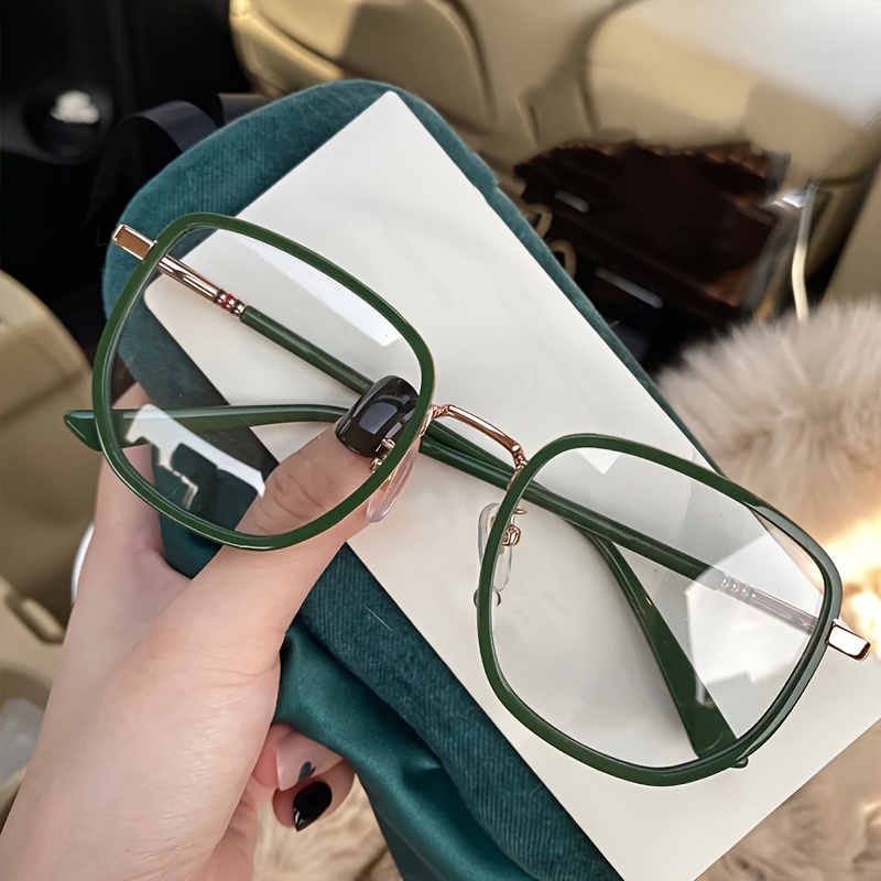 TEMU Crsd Vintage Hexagonal Glasses - Metal Eyewear, Square Frame, No Lenses, Lightweight And Durable, Unisex, Fashion Accessory, Suitable For Casual