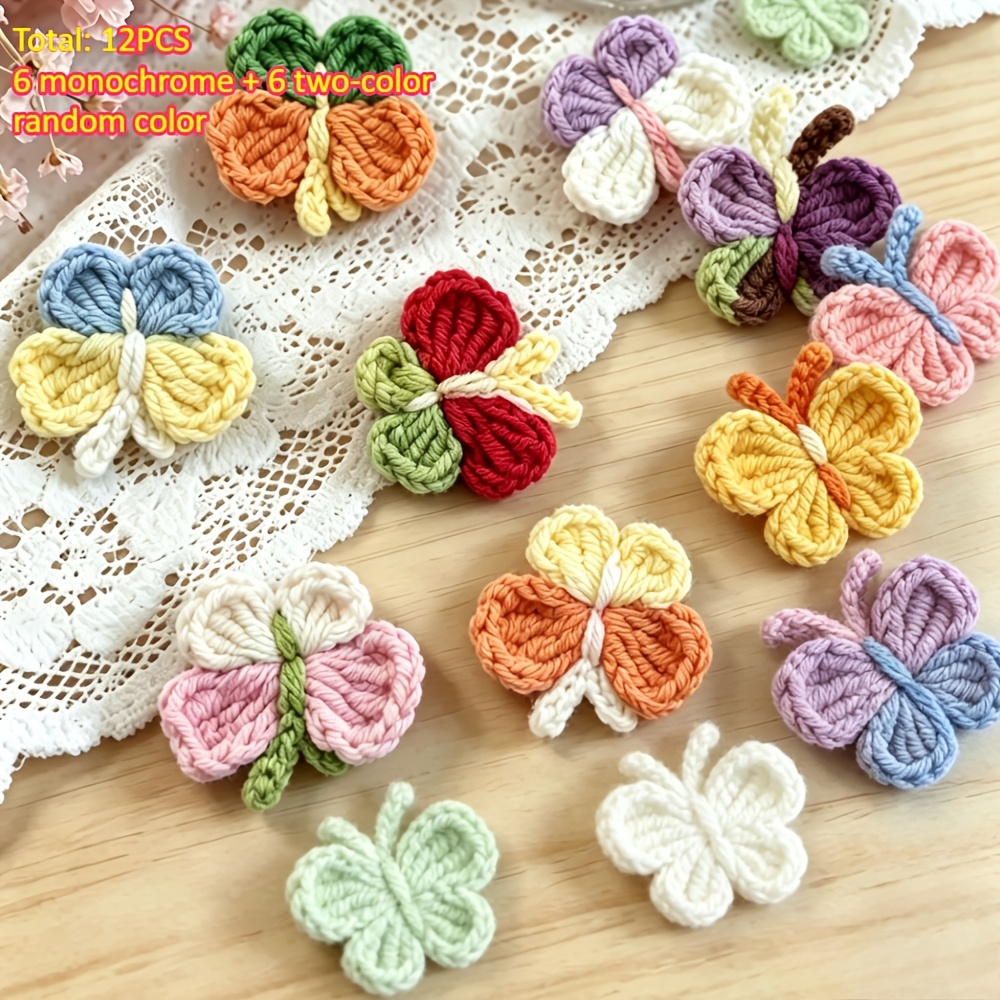 TEMU 12 Adorabili e Romantiche Applicazioni a , Inclusi 6 Pezzi Monocolore e 6 . Kit per Uncinetto a Maglia Qualit� per Decorazioni di Cornici,