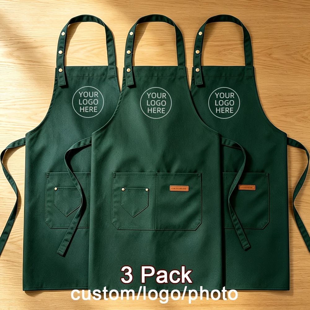 TEMU 3pcs, Personnalisez avec votre logo | Unisexe avec poche | Idéal pour , pâtissiers, jardiniers, personnel de service, coiffeurs & maquilleurs |