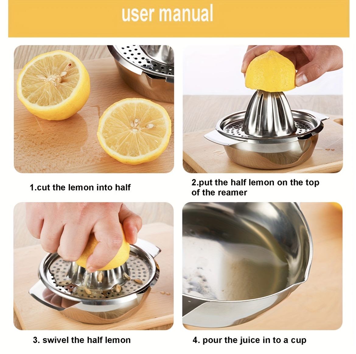 stainless steel manual citrus juicer set multifunctional lemon orange squeezer   kitchen gadget for fresh juice details 1