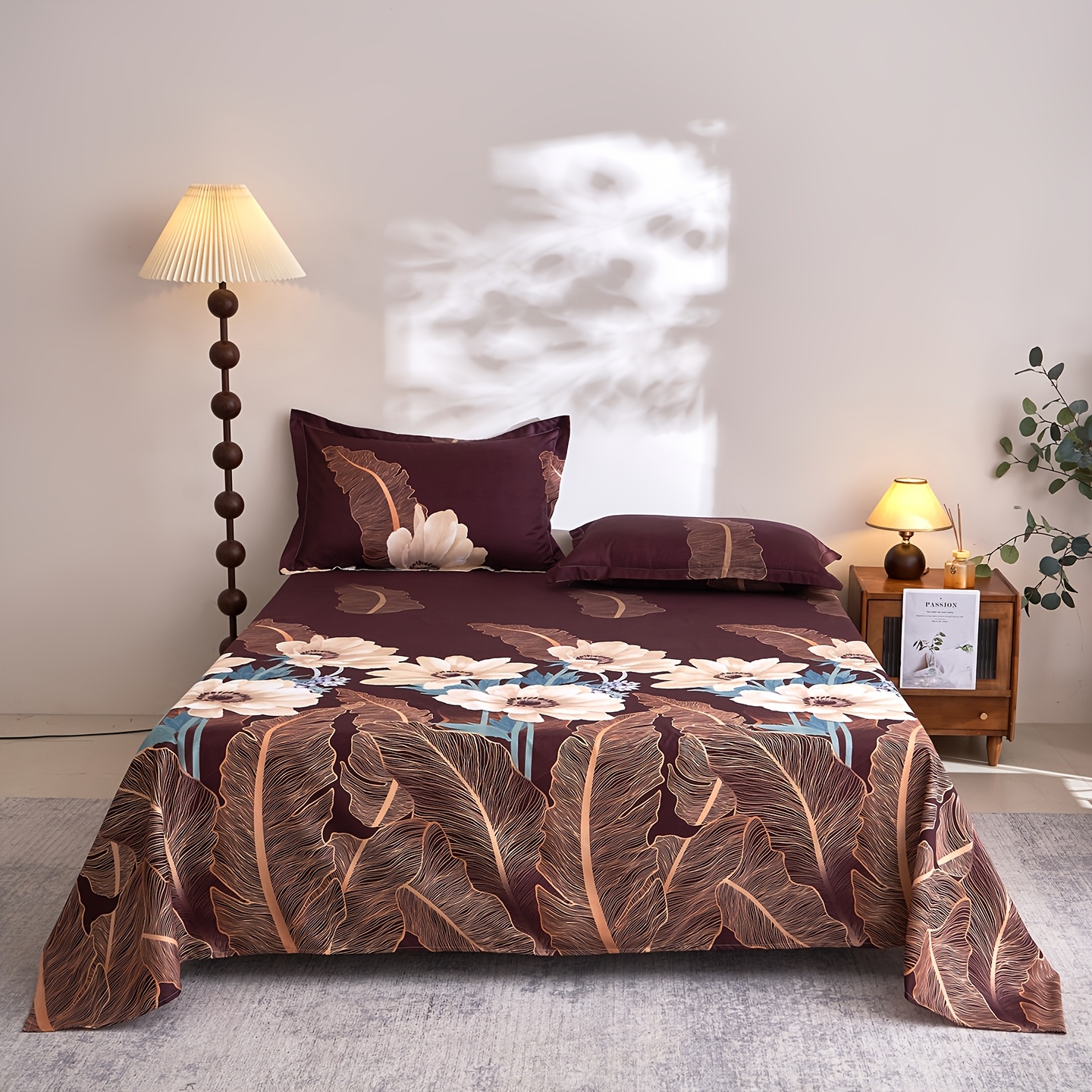 TEMU 1pc Bed Sheet, Large Floral Print Bed Sheet, Pillowcases Not Included