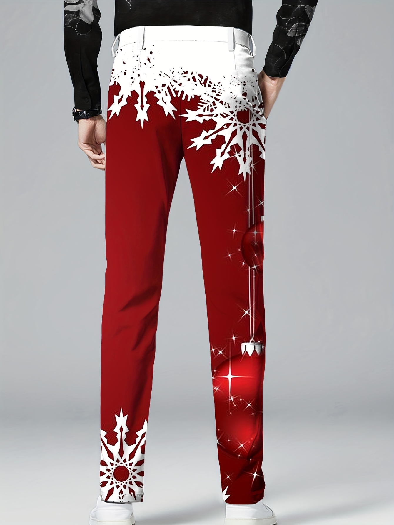 white christmas dresses Men's Red Blazer and White Pants Set Stylish Casual Dress Outfit New Year Holiday Christmas Suit USA Outlet 36 Short main image 0