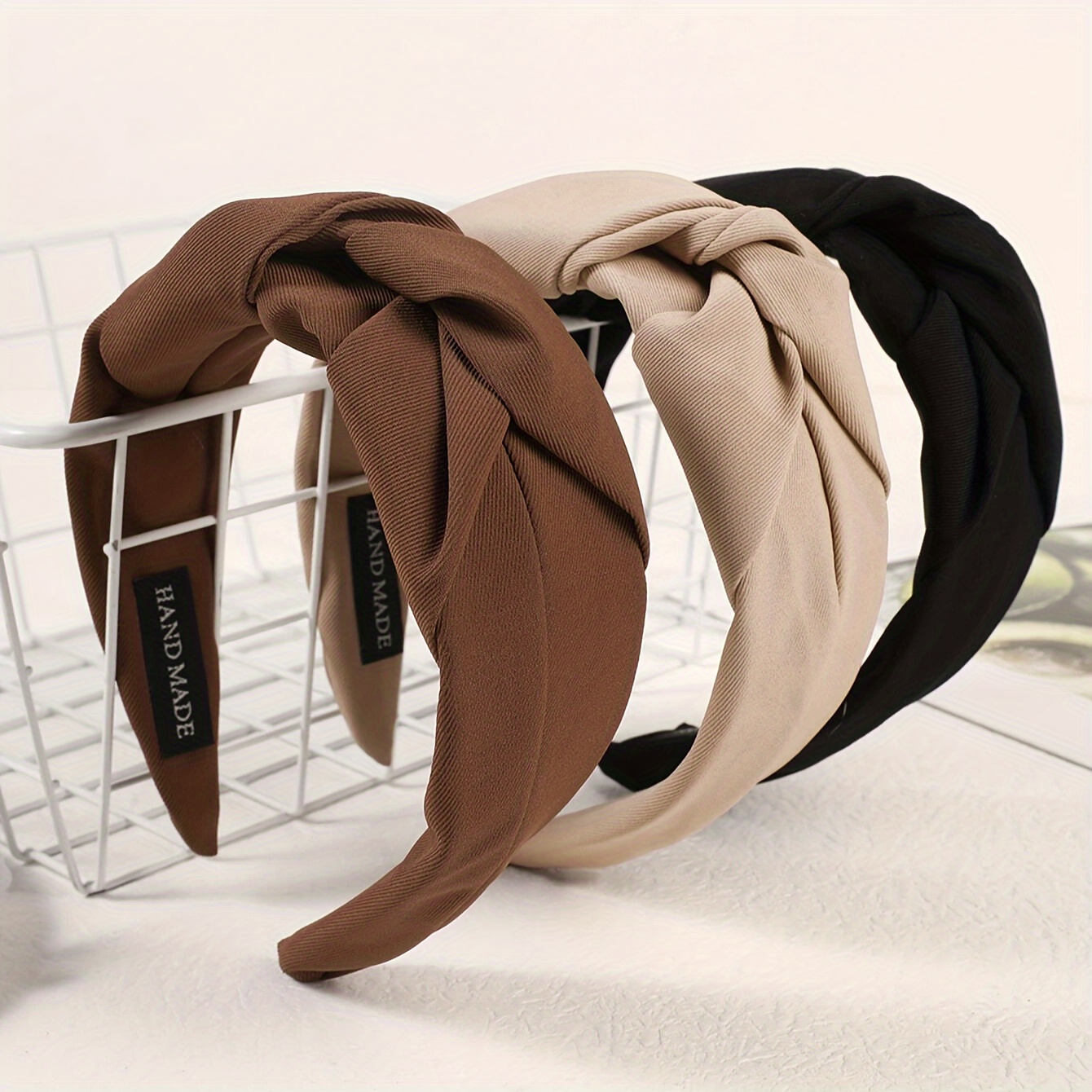 

1pc Elegant Solid Color Wide Brimmed Head Band Trendy Non Slip Knotted Hair Hoop For Women And Daily Use Wear
