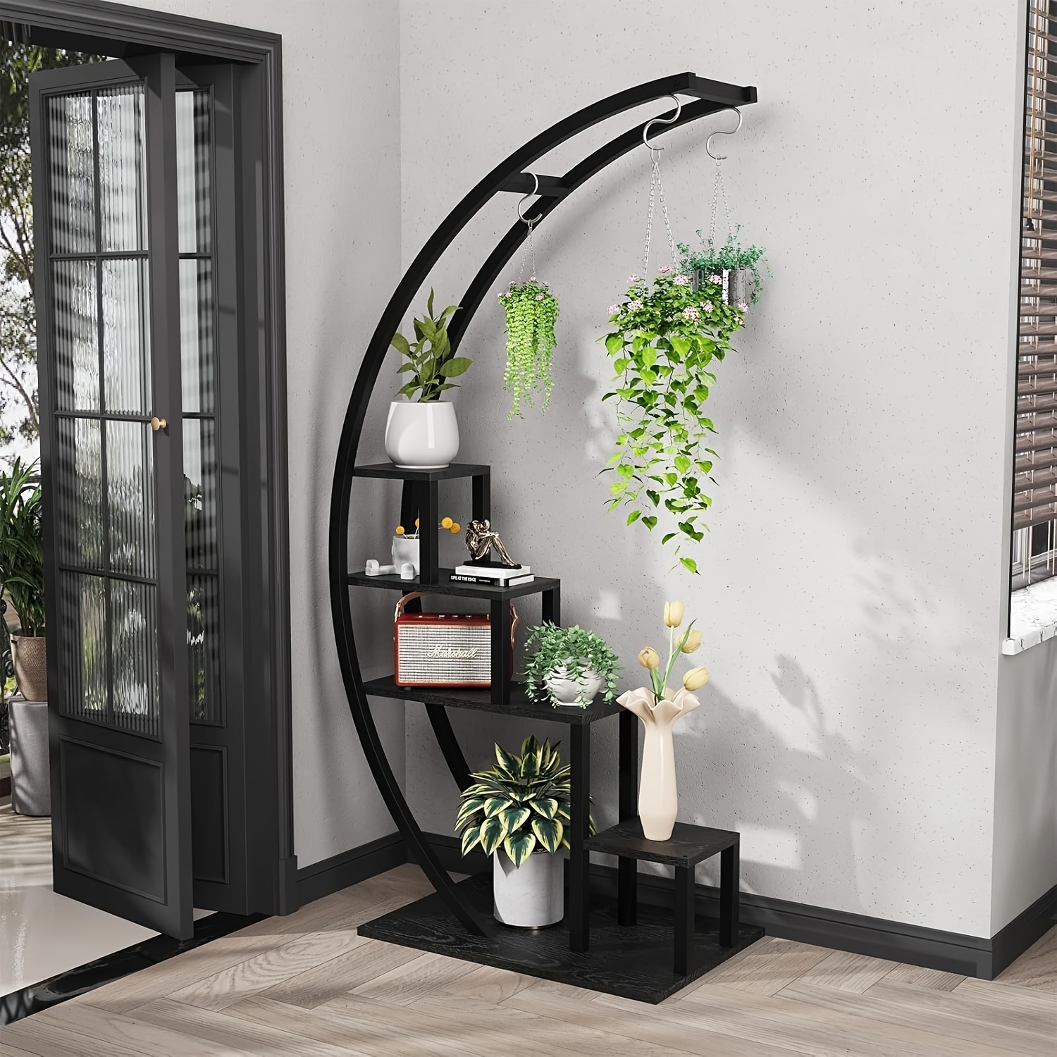 5 tier round plant stand half moon shape indoor metal garden - Temu