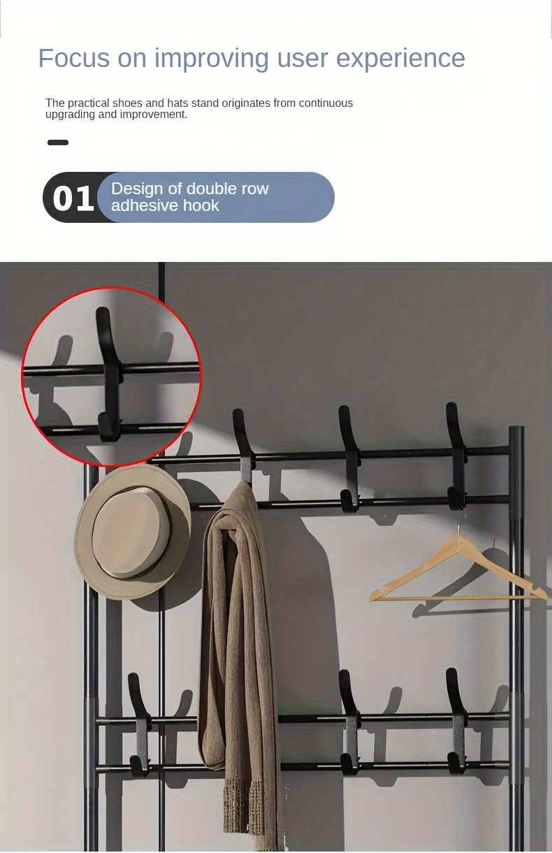 versatile entryway organizer   shoe rack with hooks ideal for clothes hats bags umbrellas     or classroom storage details 1