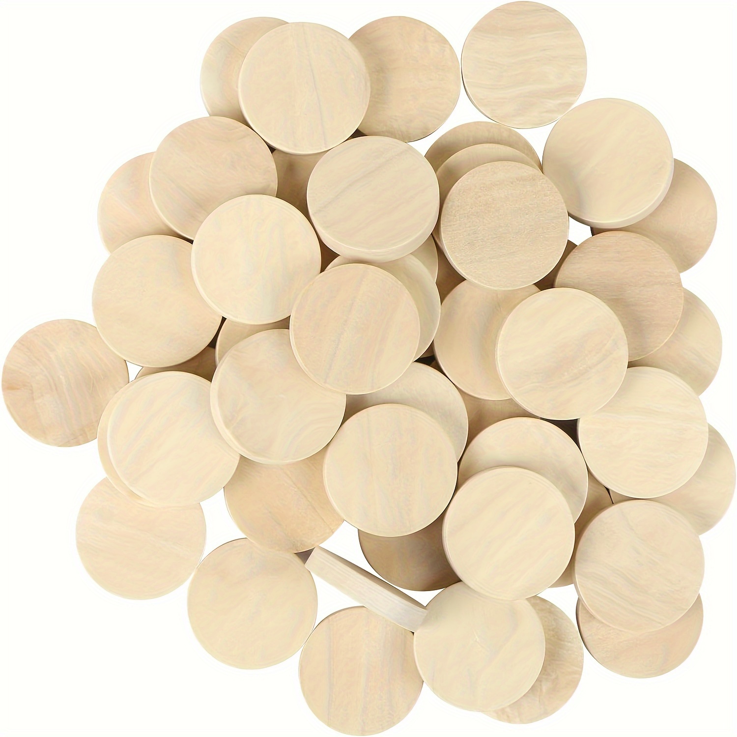 

50pcs " Unfinished Round Wooden Discs - Smooth Slices For Diy Crafts & Decorations, Ideal For Painting & Staining Projects, Woodworking Tools