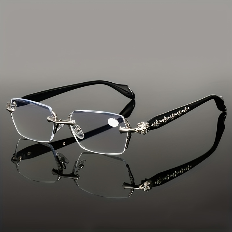 Unisex Frameless Glasses - Retro Diamond Cut, Classic Unisex Decorative Glasses, Sturdy , Unisex Glasses