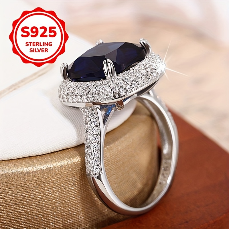 S925 Silver Wedding Ring Set with Zirconia