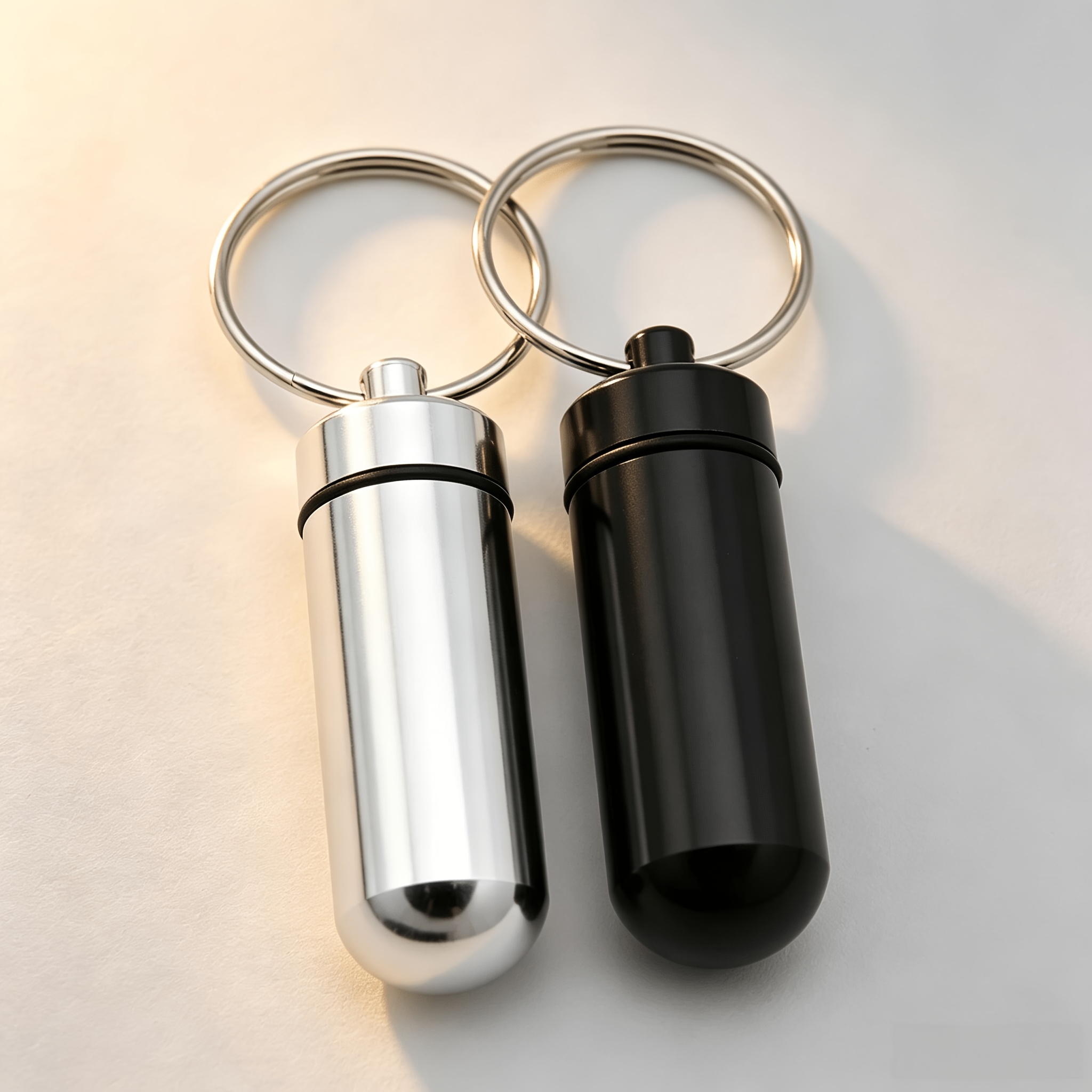 TEMU 2-Pack Mini Sleutelhanger Pillenflesjes, Draagbare Waterdichte Anti-Val Afgesloten EHBO Pillenflesjes, Draagbare Pillenflesjes voor Reizen en