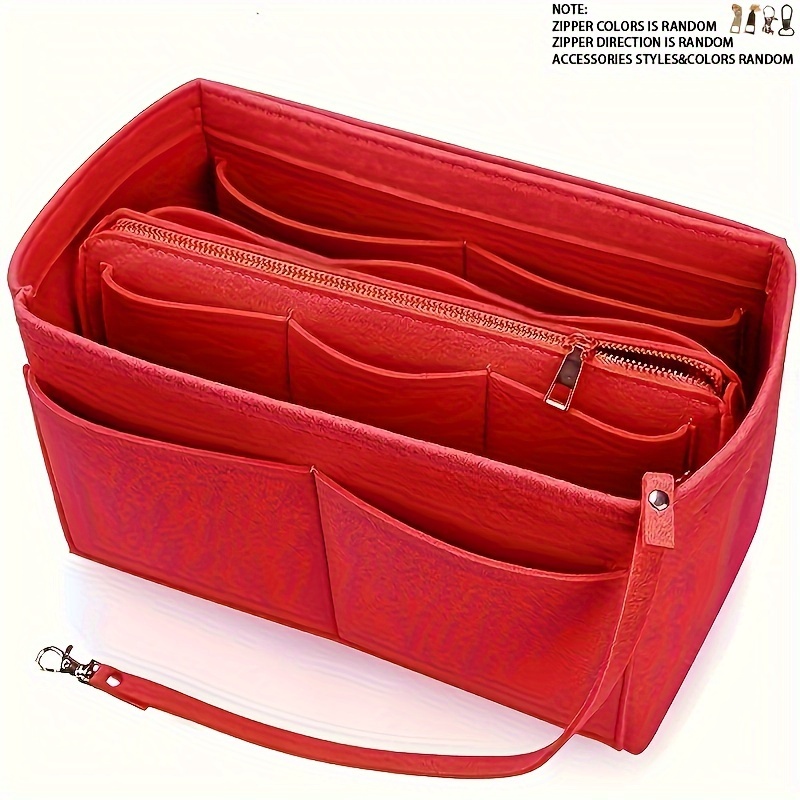 Image of Foldable Felt Bag Organizer, Multi Pocket Insert Bag, Portable Comestic Makeup Storage Bag For Handbag, Tote Bag & Purse