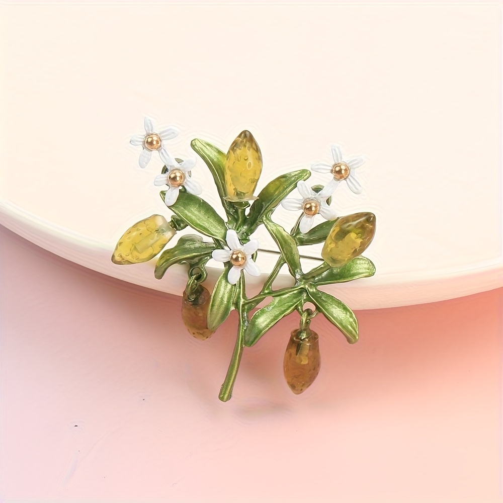 Image of Elegant Enamel Brooch, Unique Plant-shaped Brooch, Women's Fashion Jewelry, Unisex Clothing Additions, Suitable For Formal Occasions