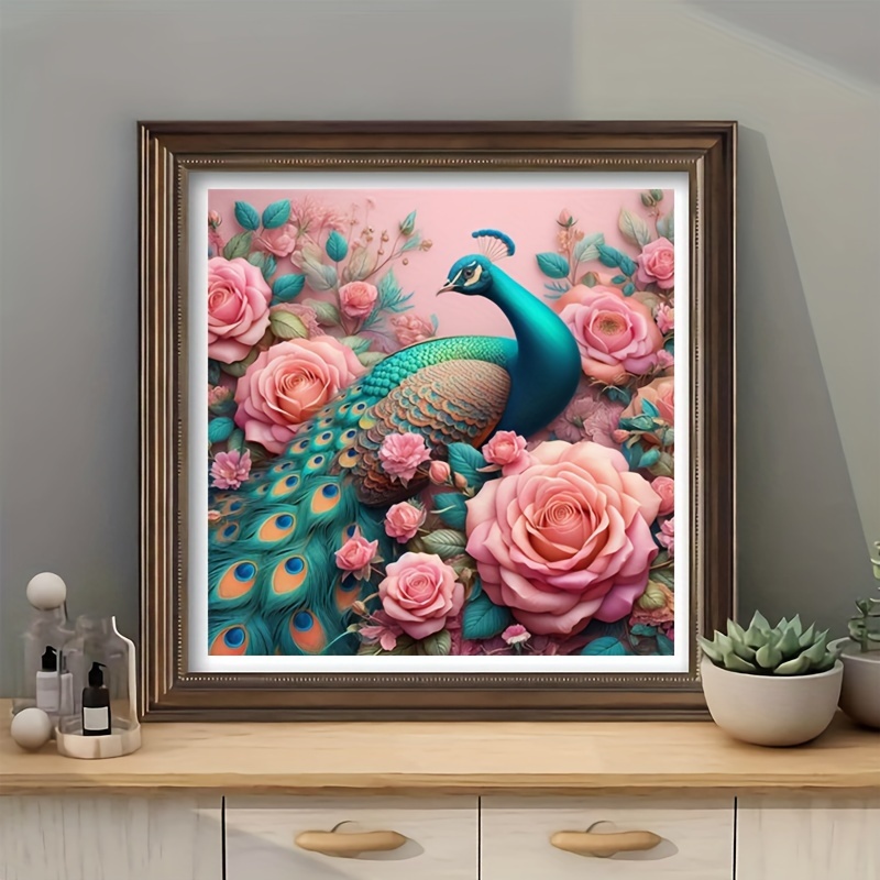 PM Pintura Com Ponto Cruzado De Cristal De Diamante Peacock Round Diamond  5D DIY Home Decoration 40x60cm