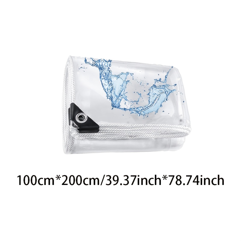 TEMU Lona Impermeable Transparente: Cubierta de Lona de PVC de Resistencia y Anti-rotura de 300G/m² con Orificios para Perfiles y Bordes para