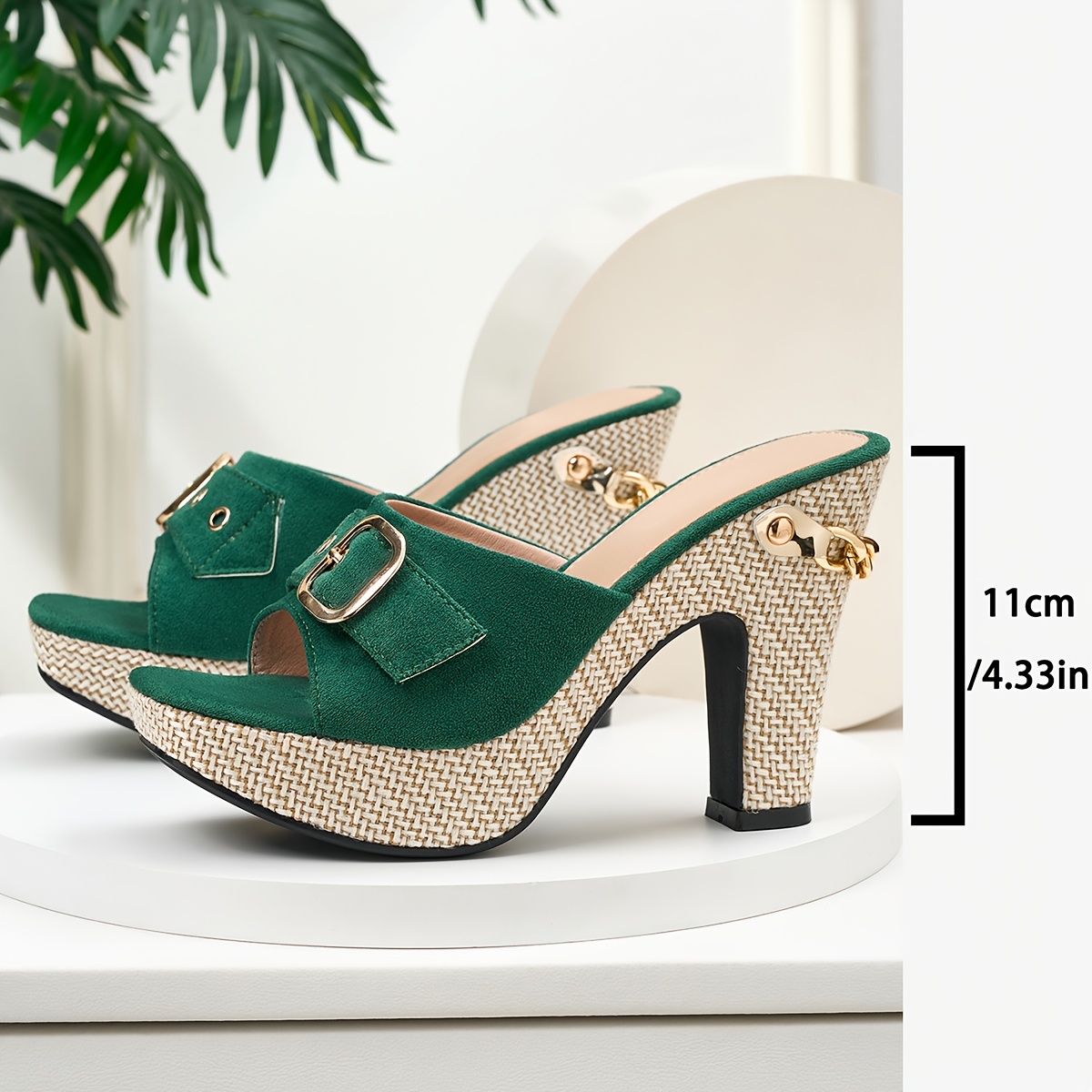 elegant womens high heeled shoes with metal   and chain detail women shoes Product details 4