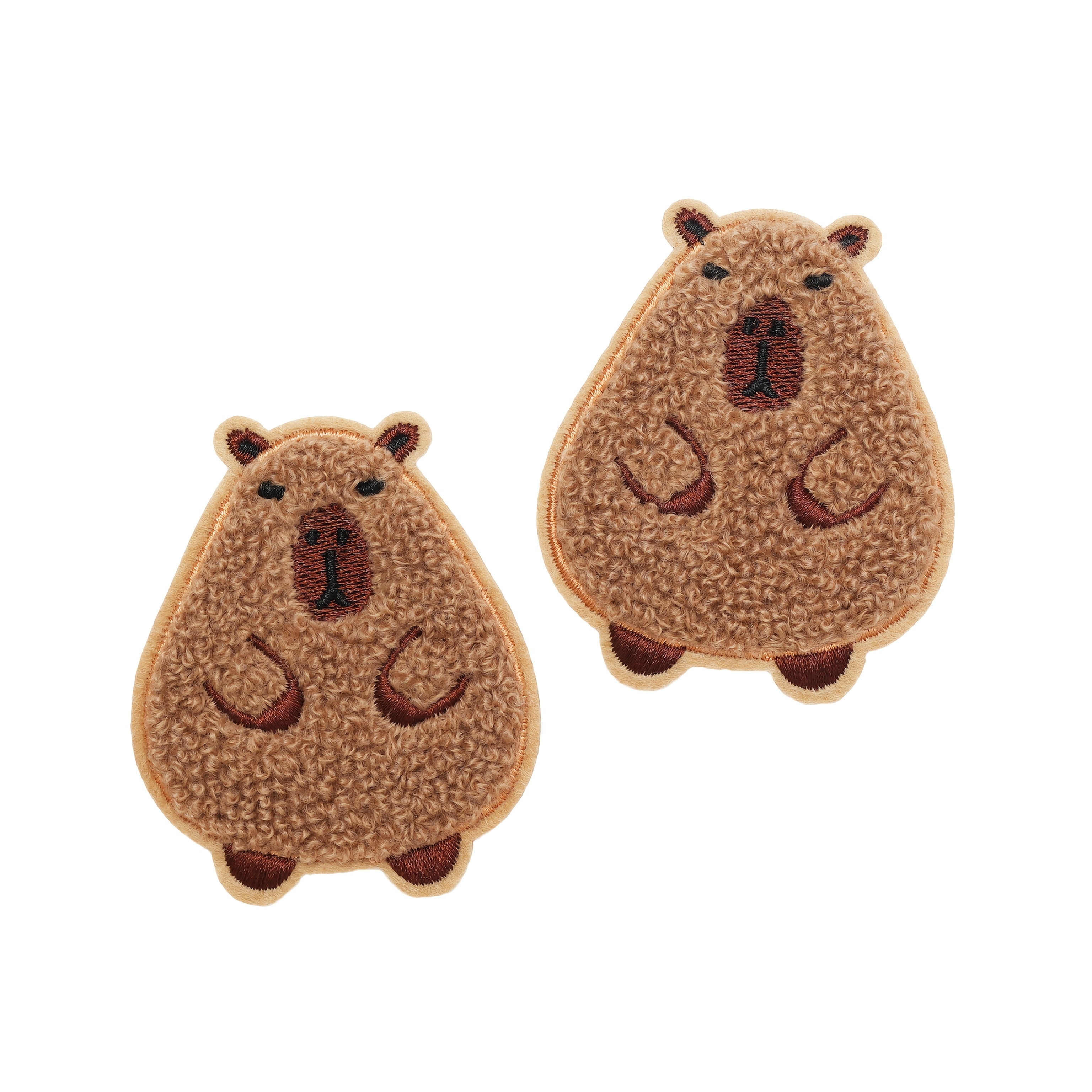 2 Capybara Towel Embroidery Without Adhesive Backing Patch Clothing Hat Bag Shoes Socks Hand Sewing Patch