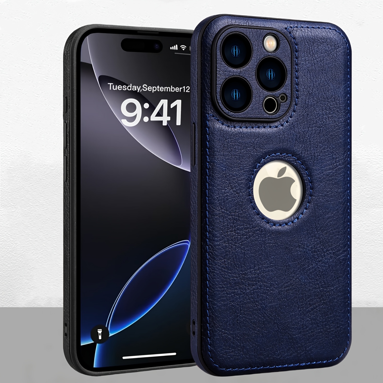 Logo View Compatible with iPhone 15/14/13/12 Pro Max Case Slim Premium Vegan Leather Classic Luxury Elegant Thin Cover, Shockproof Full Protection - Image 7