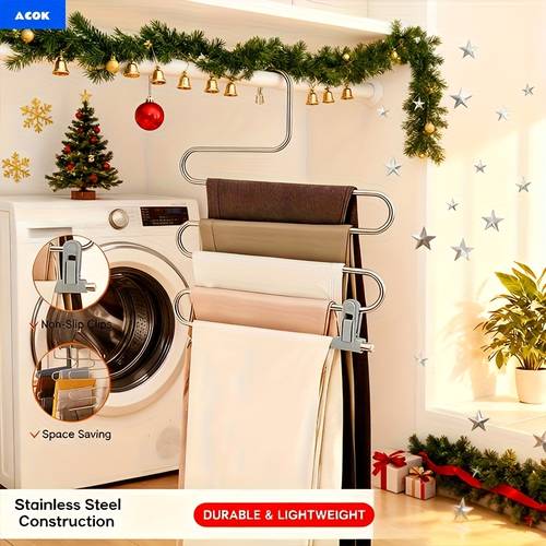 5 tier stainless steel pants hanger s shaped non slip multi layer organizer for closet storage ideal for jeans trousers space saving design for neat wardrobe organization clothes organizer storage