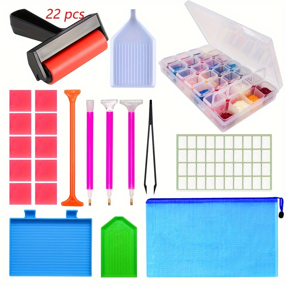 

22pcs/set Accessories For Manual Diamond Art Painting Tools, Including Storage Box For Diy Diamond Art Painting Tools, Dotting Pen, Diamond Separating Tray