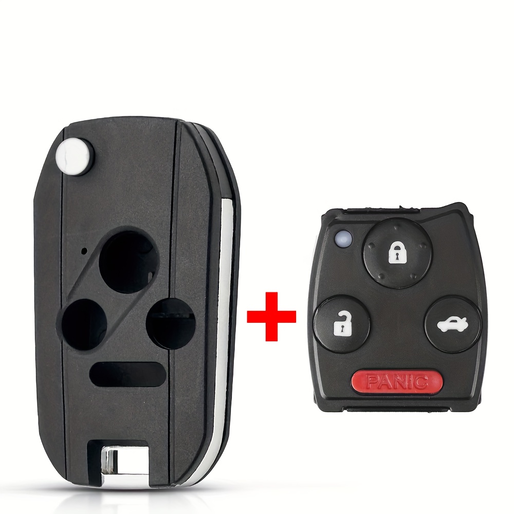 TEMU 2/3/4 Buttons Remote Key Fob Case For Accord Civic 2006-2011, , Pilot - Black With , Rubber Pad, Modified Key Shell, Car Key Fob Case | Fob